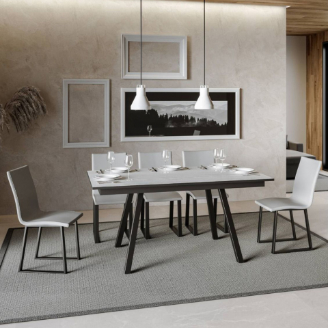 Jatkettava keittiön ruokapöytä 90x160-220cm valkoinen design Mirhi Long