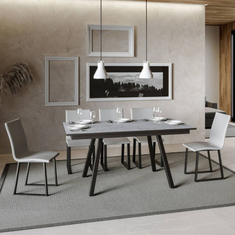 Jatkettava ruokapöytä harmaa 90x160-220cm keittiö Mirhi Long Concrete