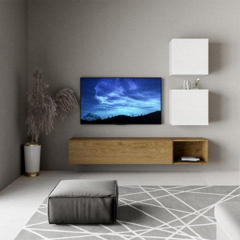 Moderni seinälle ripustettava olohuoneen TV-teline 4 seinäyksikköä A115 Tarjous