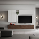 Moderni olohuoneen seinään kiinnitettävä TV-teline valkoinen puu A16 Tarjous