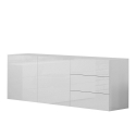 Sideboard olohuoneen kaappi 2 ovea 3 laatikkoa valkoinen kiiltävä Metis Kommode Tarjous