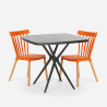 Setti 2 tuolia design moderni neliönmuotoinen pöytä musta 70x70cm Roslin Black Hinta