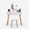 Meikkipöytä design skandinaavinen peili LED laatikot jakkara Serena Myynti