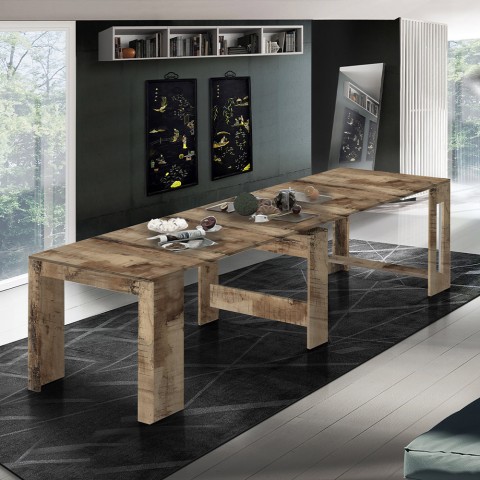 Jatkettava puinen konsoliruokapöytä 90-300x51cm Pratika Wood