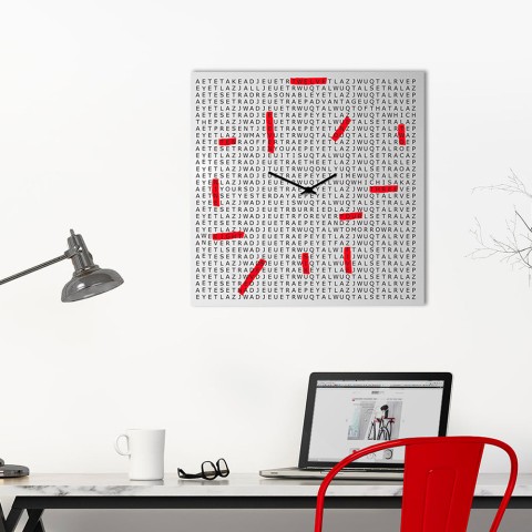 Moderni koristeellinen neliön olohuoneen seinäkello Crossword