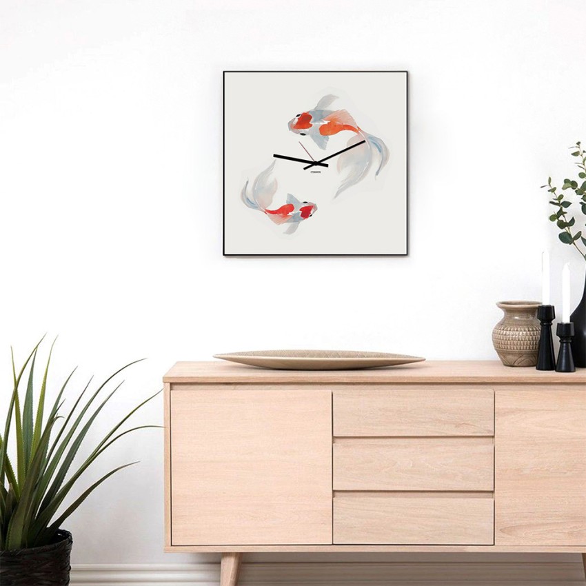 Japanilaistyylinen seinäkello, moderni Koi-kalojen design Tarjous