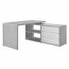 Työpöytä sivutasolla ja laatikostolla, valkoinen, betoniefekti 140x150cm Schema Alennukset