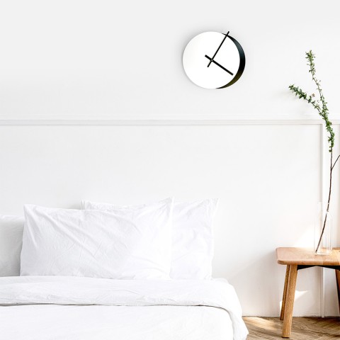 Seinäkello moderni minimalistinen muotoilu pyöreä valkoinen musta Eclissi
