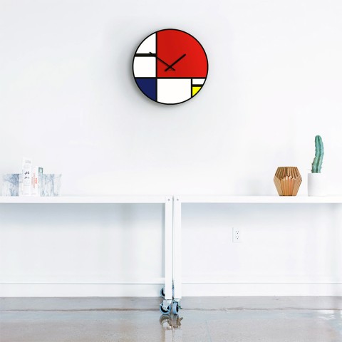 Mondrian pyöreä nykytaiteen muotoilu seinäkello Tarjous