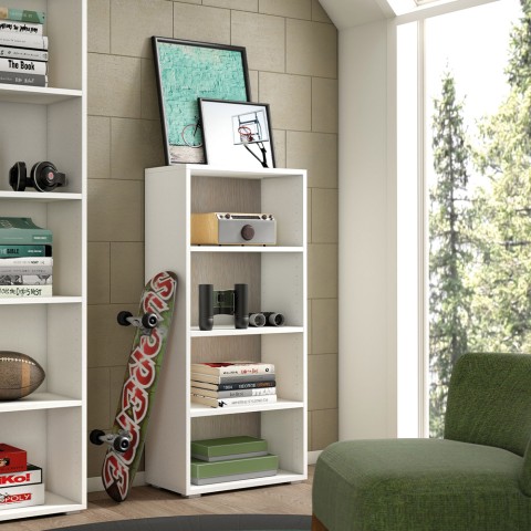 Moderni design kirjahylly 4 huonetta olohuone toimisto työskentely valkoista puuta