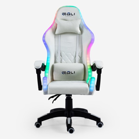 Valkoinen pelituoli LED-hieronta lepotuoli ergonominen tuoli Pixy Plus Tarjous