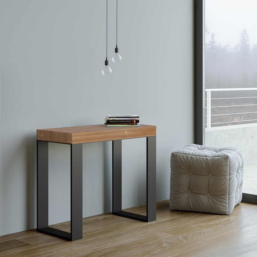 Sisäänkäynnin konsolipöytä, jatkettava 90x40-300 cm puuta ja metallia, Tecno Fir Tarjous